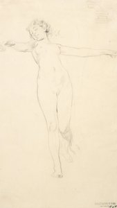 Vázlat egy álló női aktról, valószínűleg a Moods to Music falfestményhez, 1893-95 (grafit szőtt papíron)